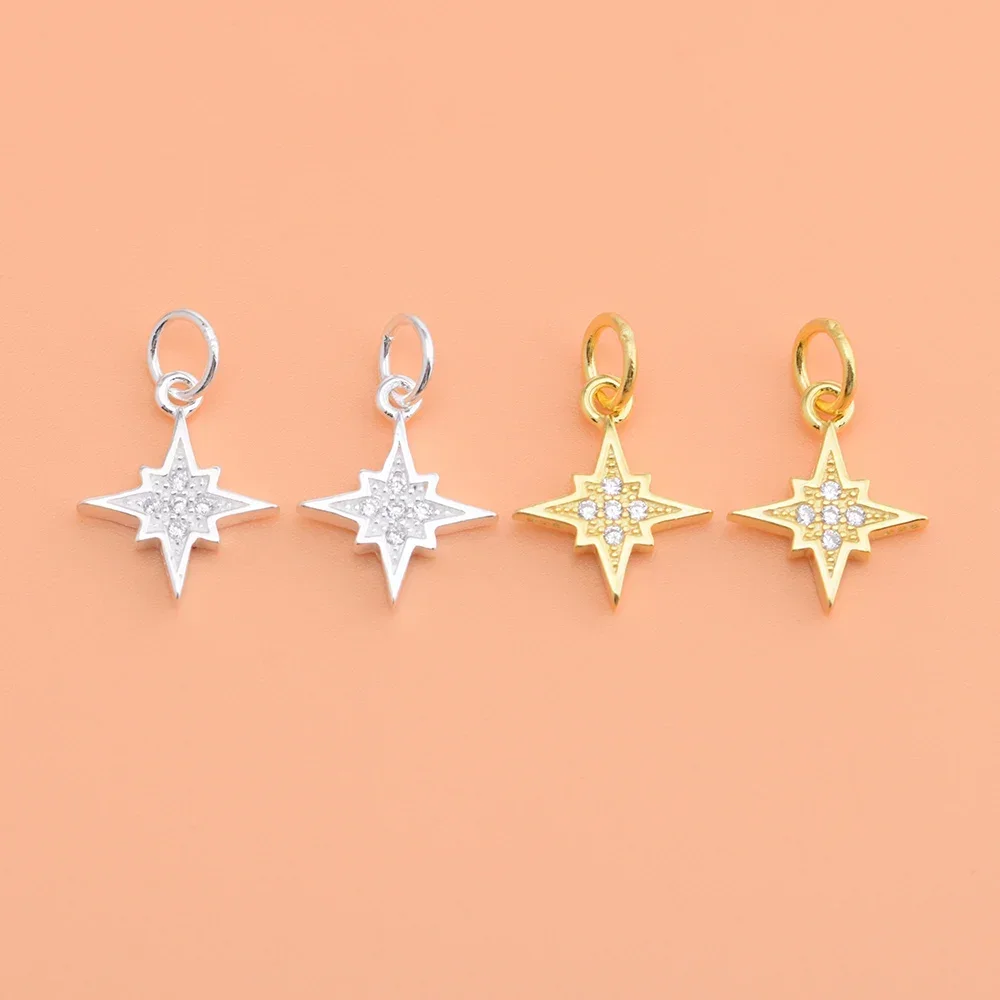 S925 sterling silver micro inlaid zircon accessories cute sparkling star pendant creative handmade jewelry bracelet necklace