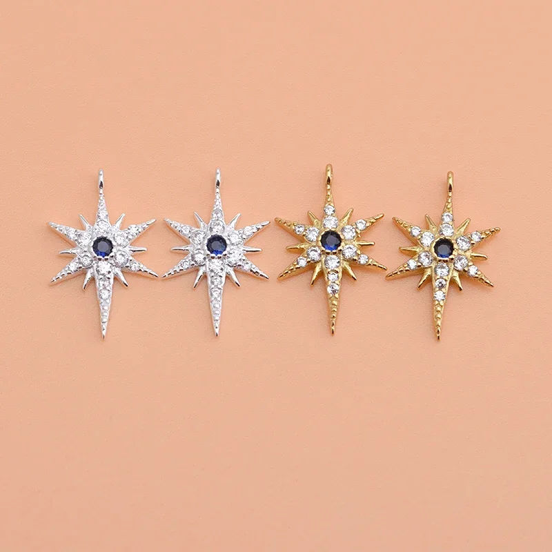 S925 Sterling silver fashion Jewelry Shining Star Pendant Handmade DIY bracelet necklace accessory