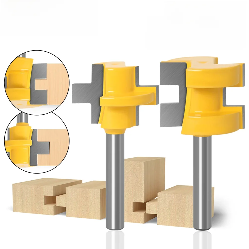2pc Mini Tongue & Groove Router Bit Set - 1/4" 6mm 8mm Shank Line knife Woodworking cutter Tenon Cutter for Woodworking