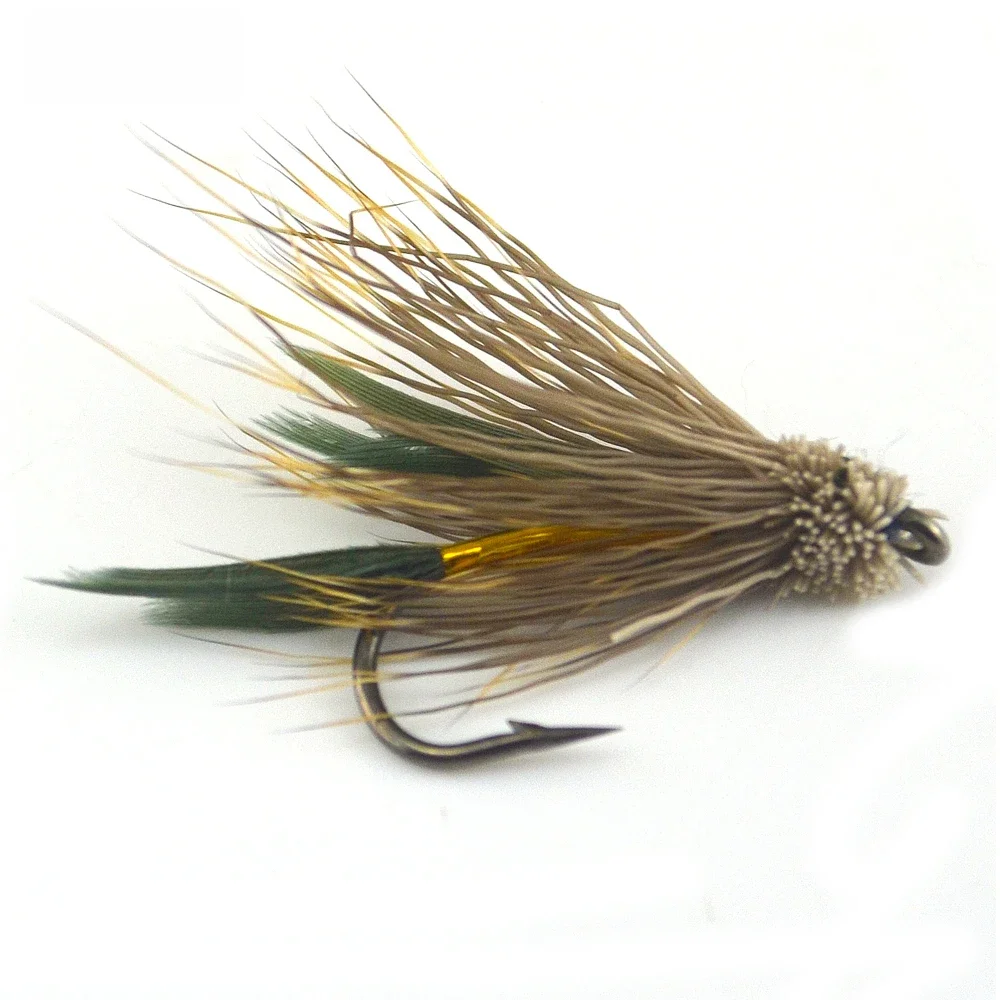 MNFT 10PCS 6# Brown Muddler Minnow Dry Fly Hooks Fishing Trout Salmon Dry Flies Fish Hook Lures