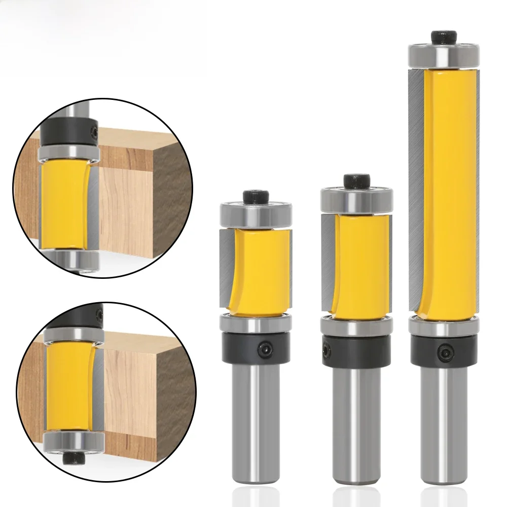 12mm 1/2" Shank Flush Trim Router Bit Top & Bottom Bearing - 1-1/2"H For Woodworking Cutting Tool