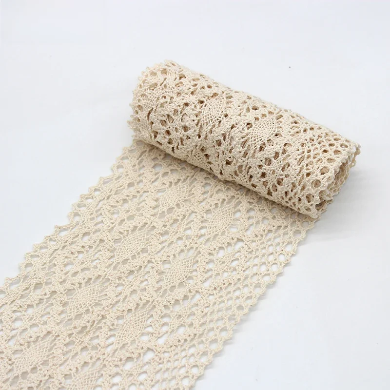 13cm wide 1Yard Handmade Patchwork Cotton Material Cotton Lace Ribbon Beige Color Cotton Lace Trimming Hometexile Decors