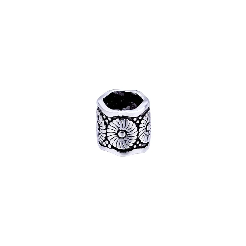 5PCS 925 sterling silver Thai silver retro beads loose beads flower bucket beads septum handmade DIY