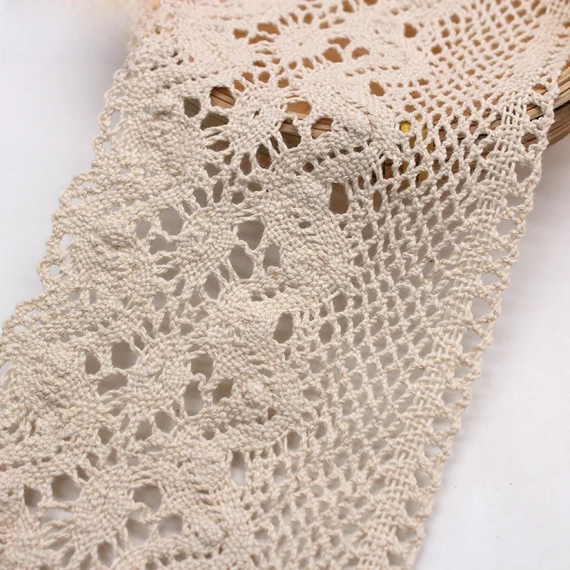 9.5cm 1yard Cotton Lace Ribbon Beige lace trims Hometexile Sofa Cloth Apparel Dress Wrap Embellishment DIY Handmade Patchwork