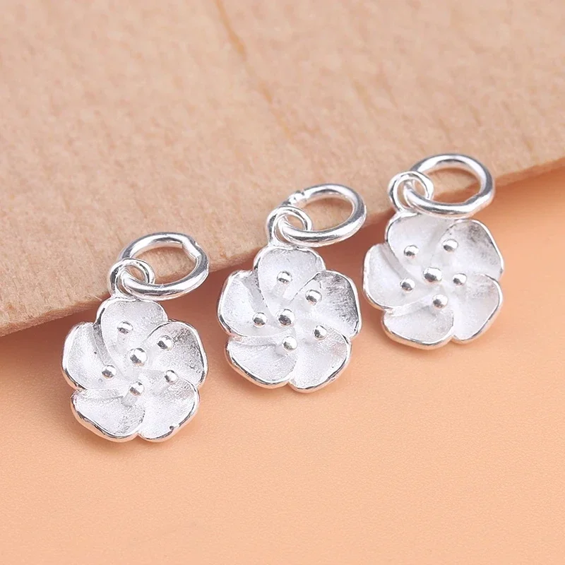 S925 sterling silver material diy jewelry accessories Cherry blossom pendant making bracelet necklace accessories for women