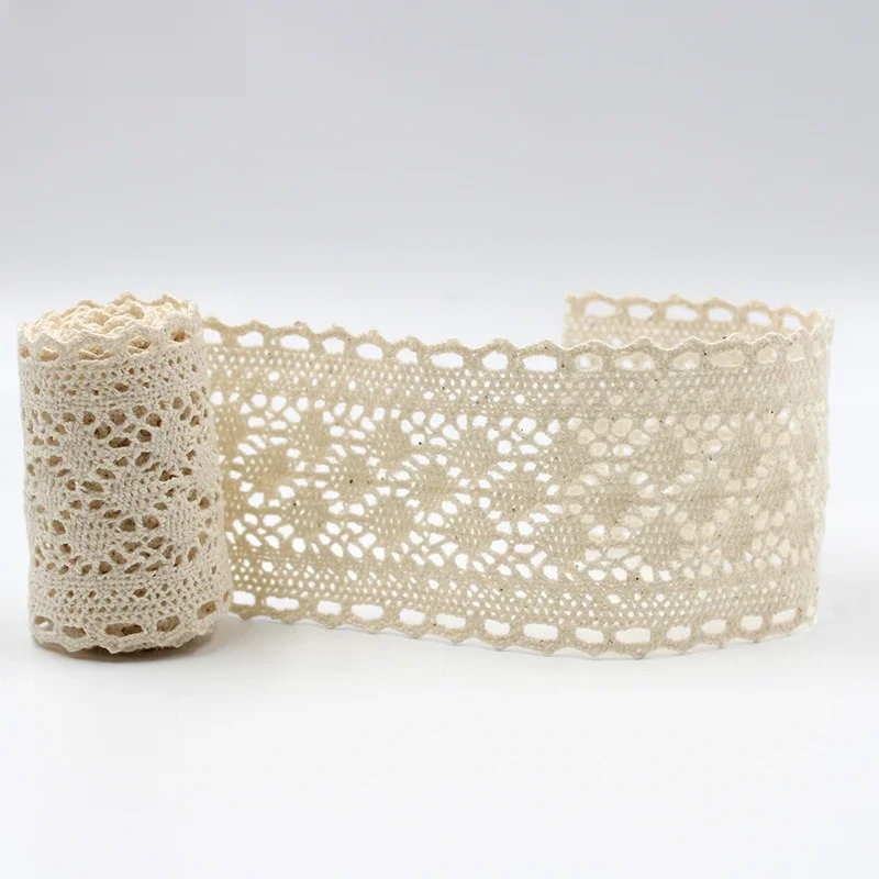 5yards/Lot, Wide 6cm, Cotton Beige Lace Trims, Hometexile Embellishment, Garment Apparel Accessories