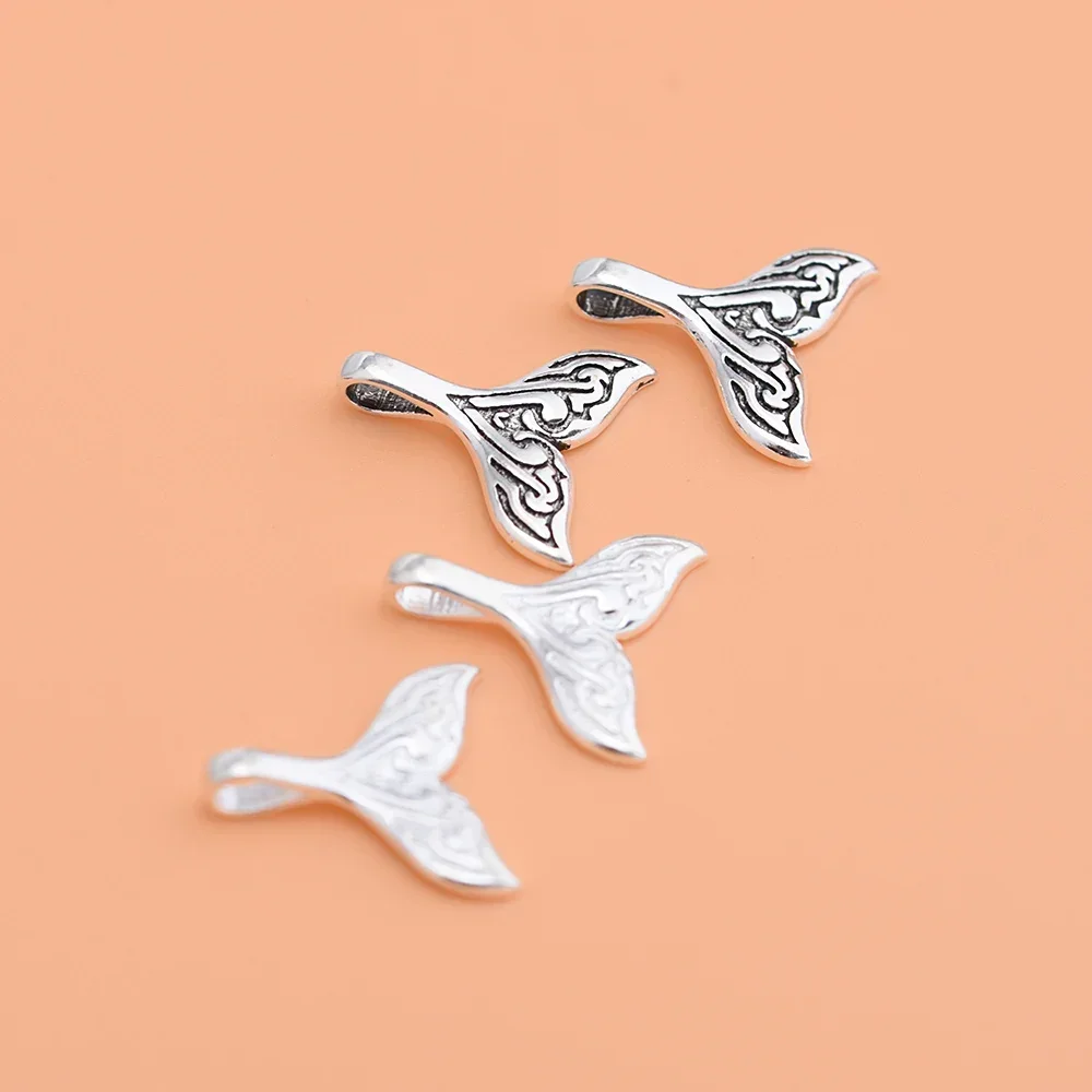 Pattern fish tail pendant S925 sterling silver Thai silver fashion accessories, handmade diy