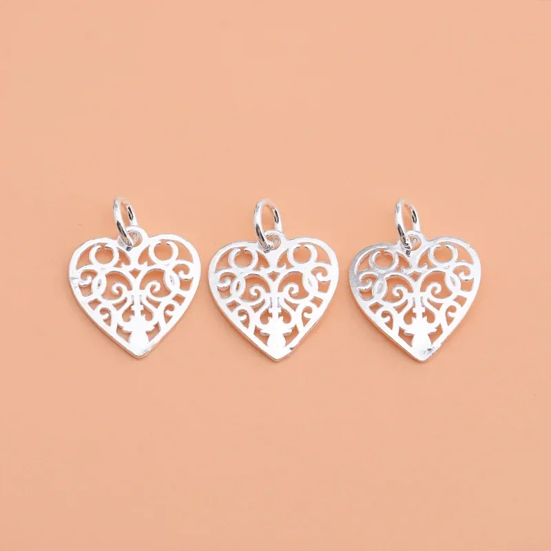 925 sterling silver love pendant Handmade DIY beaded necklace bracelet jewelry accessories