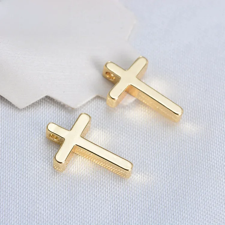 (1715)13*8MM 24K Champagne Gold Color Plated Brass Small Cross Charms Pendants Diy Jewelry Findings Accessories wholesale