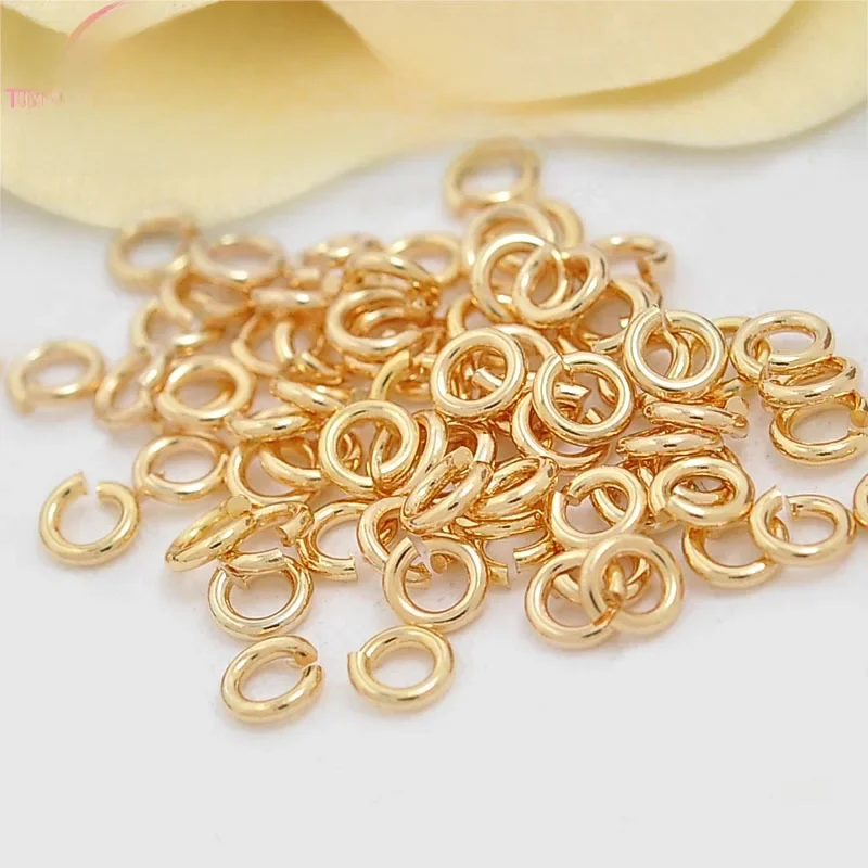 (3630)20PCS 3.2~10MM thickness 0.7~0.8MM 24K Gold Color Plated Brass Round Jump Rings Split Rings Jewelry Findings