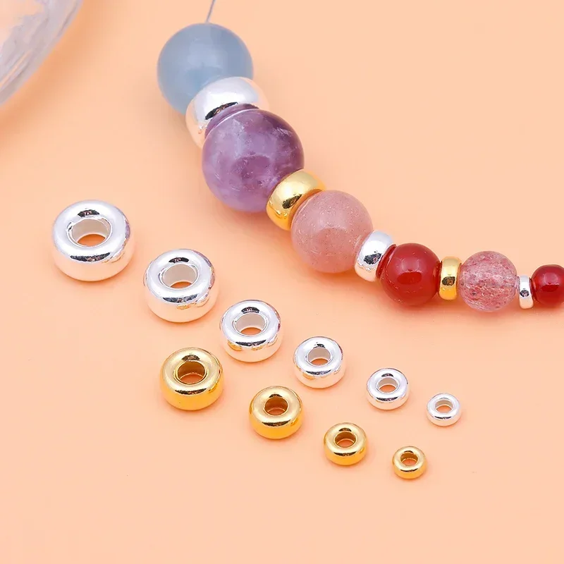 10PCS 925 sterling silver gold-plated abacus flat bead septa Handmade DIY beaded material bracelet necklace jewelry accessories