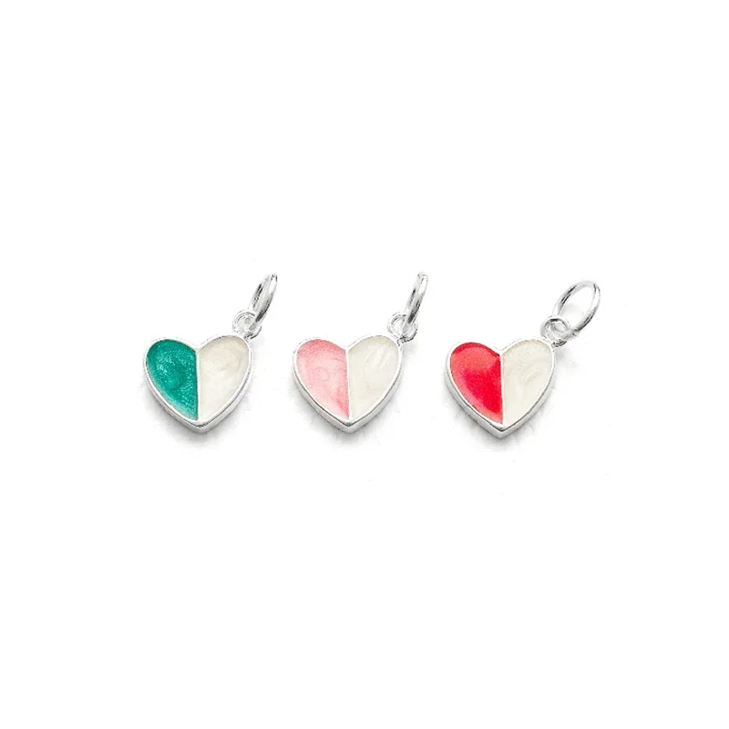 Two-color heart drop pendant 925 sterling silver fashion accessories, handmade diy ring necklace pendant