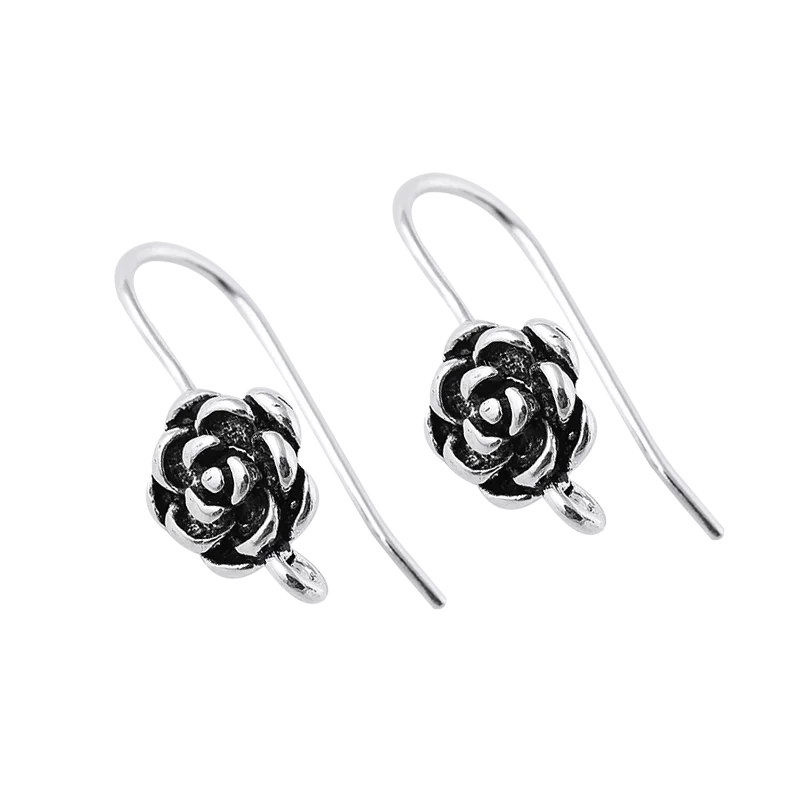 S925 Sterling Silver Thai Silver Earring Accessories Vintage Flower Ear Hook Handmade DIY Ear