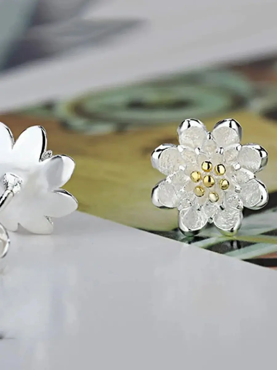 Boutique Lady Shining Flower Fashion 925 Sterling Silver Stud Earring Cartilage Piercing Earings