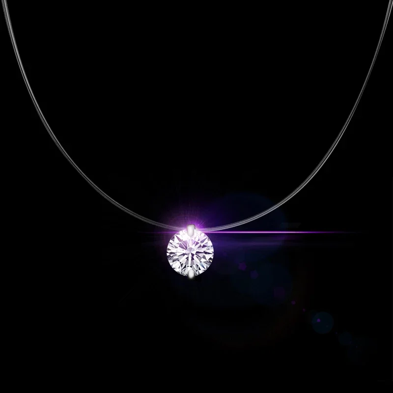 925 Sterling Silver Zircon Clearly Austrian Crystal Pendant Fashion Chain Short Women Necklaces For