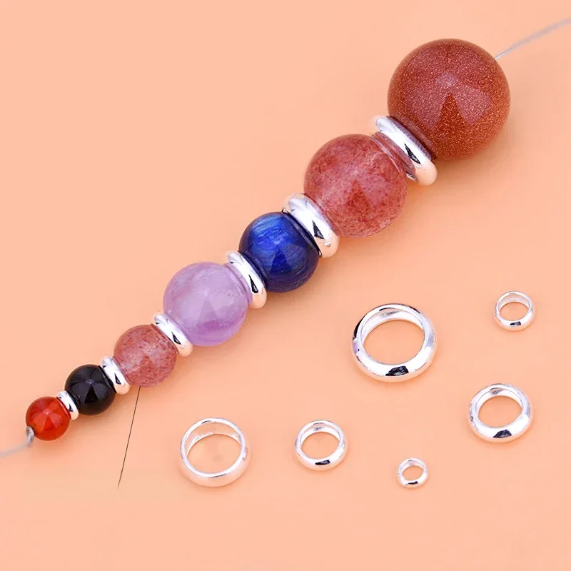 10PCS 925 sterling silver gasket circle bead handmade DIY beaded material bracelet necklace jewelry production