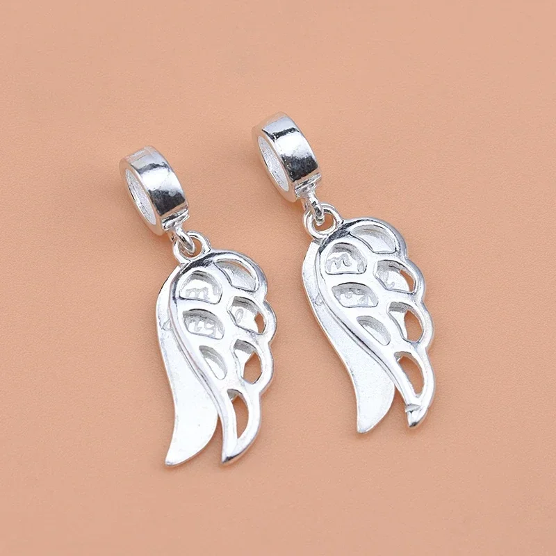 S925 sterling silver diy accessories, Angel Wing Pendant, handmade diy beaded bracelet pendant
