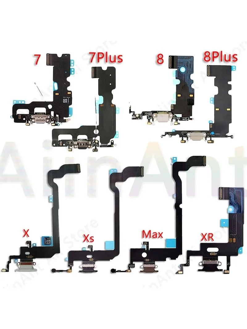 AiinAnt USB Port Charger Dock Connector Mic Charging Flex Cable For iPhone 7 8 Plus Xs Max X XR Dock Charging Flex