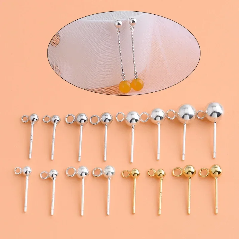 5 Pairs of S925 sterling silver gold-plated open ring earrings handmade DIY material jewelry accessories