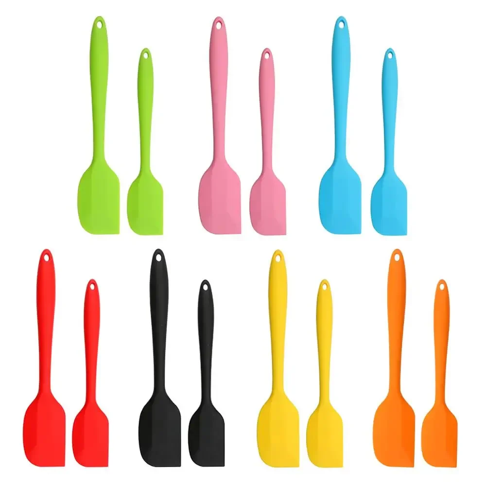 2pcs/pack Silicone Spatula Heat Resistant Baking Scraper Butter Cream Cake Smoother Polisher Cake