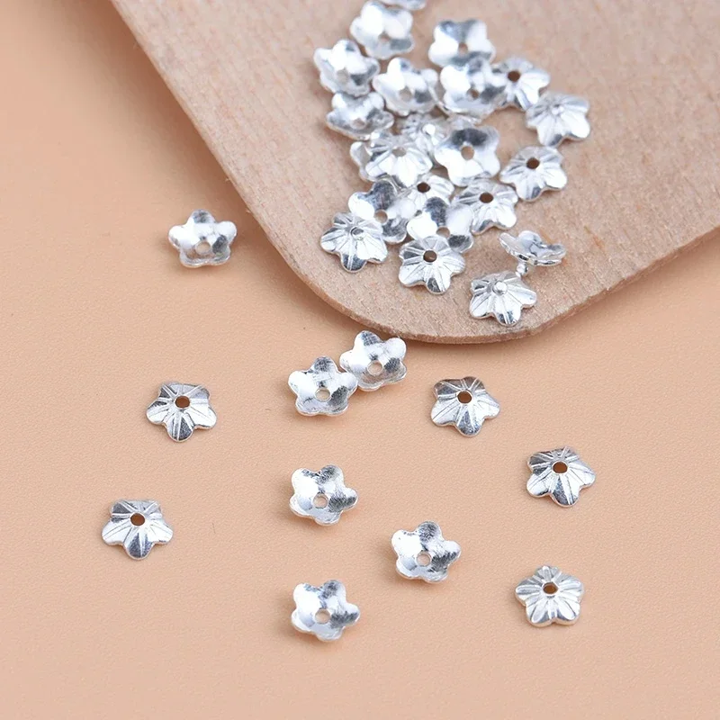 10pcsHandmade diy beaded material accessories S925 pure silver floral receptacle spacer piece,