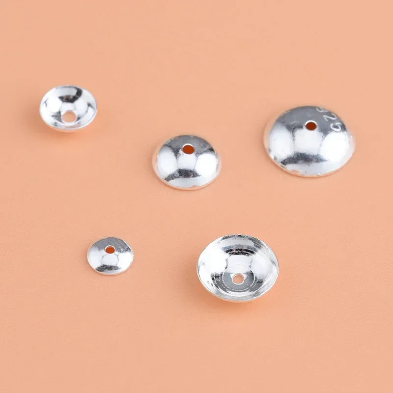 10pcs925 Sterling silver bead Cap accessories Smooth gasket Handmade DIY material jewelry  for women