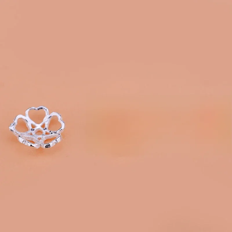 10PCS Jewelry accessories S925 sterling silver flower gasket handmade DIY bracelet cap beads