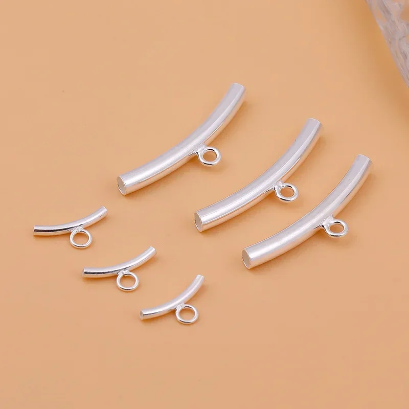 5PCS S925 sterling silver tube hollow flower blessing elbow handmade DIY bracelet accessories