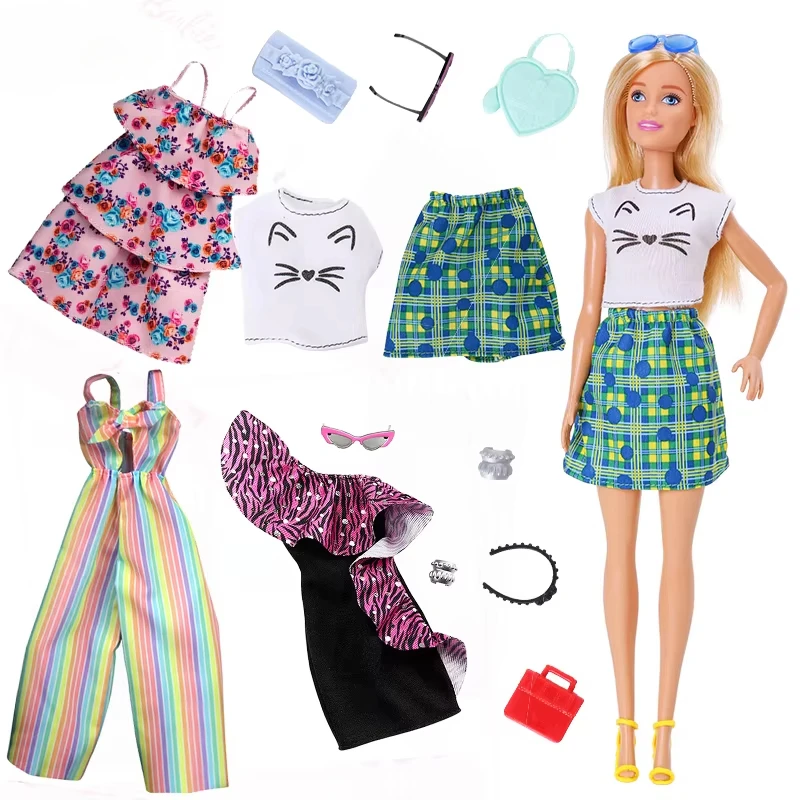 Barbie Original Mix Dolls Fashion Clothe Outfits dress elega Doll Shoes Set Toys For Girls Children Accessories Play House Party