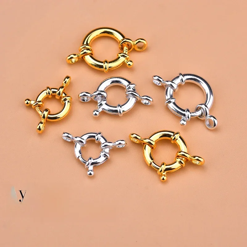 925 Sterling Silver Spring buckle accessories, circle bubble buckle, necklace joint beads buckle, DIY DIY connection buckle