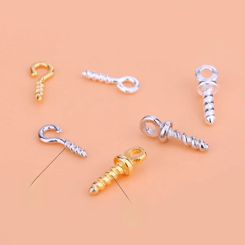 5PCS 925Sterling silver Sheep eye hook ring ring screw fixed crochet hook jewelry diy Jewelry