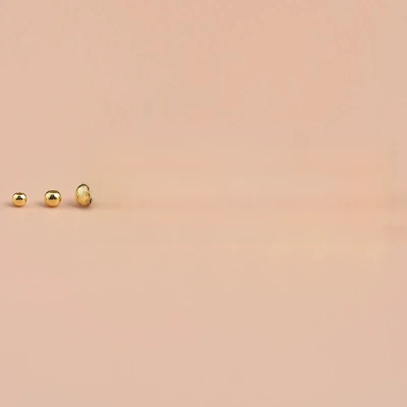10PCS925 sterling silver gold plated beads loose beads handmade diy made bracelet ring necklace semi-finished round beads