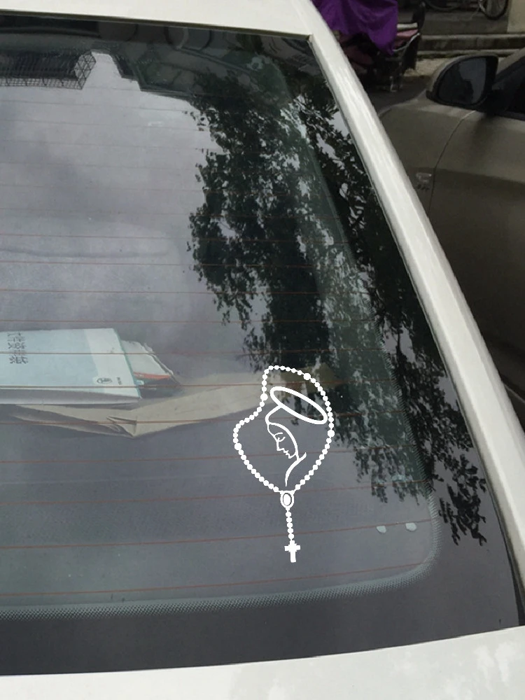 Rosary Virgin Mary Fatima vinyl catholic laptop car bumper stickers decals Catholic Religous Virgen Latin God
