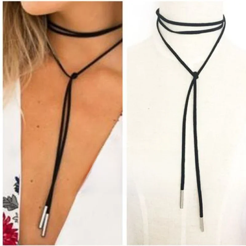 2pcs/lot Fashion Trendy Choker Necklace Black Leather Velvet Strip Women Collar Party Jewelry Neck Accessories Chokers
