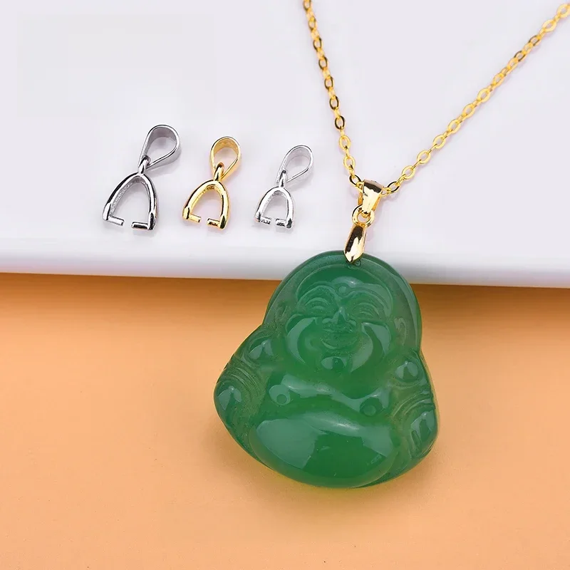 5PCS 925 pure silver melon seed button, jade pendant clip, pendant clip head, jade crystal pendant clip diy accessories