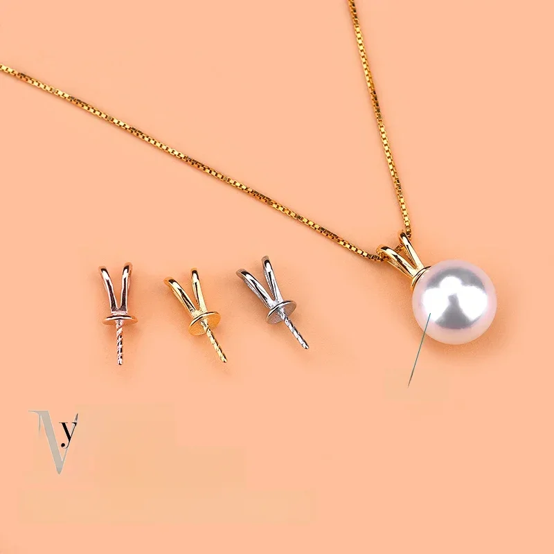 S925 Sterling Silver Pendant with V-shaped clasp and crystal clasp PENDANT HANDMADE JEWELRY DIY