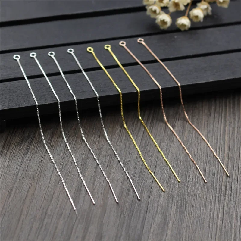 925 Sterling Silver Earring DIY Jewelry Accessories Box Chain Ear Line Ear Wire for Women Earring DIY Jewelry Findings Making