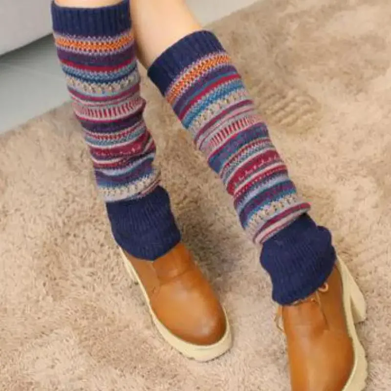 2022 Newly Design Women Winter Warm Leg Warmers Wool Knitting High Knee Socks Boot Cuffs Fashion