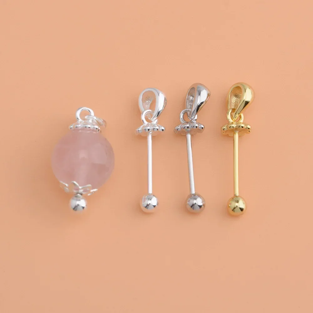 S925 Sterling Silver Crystal Pearl threaded pendant, universal necklace pendant jewelry string empty holder accessories