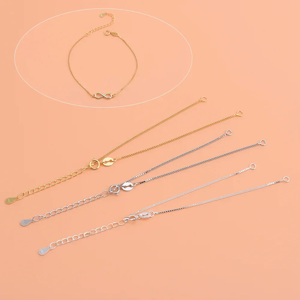925 sterling silver semi-finished double loop bracelet women handmade diy material jewelry accessories