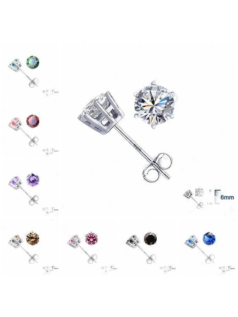 Trendy Round Design Stud Earrings For Lovely Women Girls Real 925 Sterling Silver Jewelry Beautiful Accessories Gifts Item