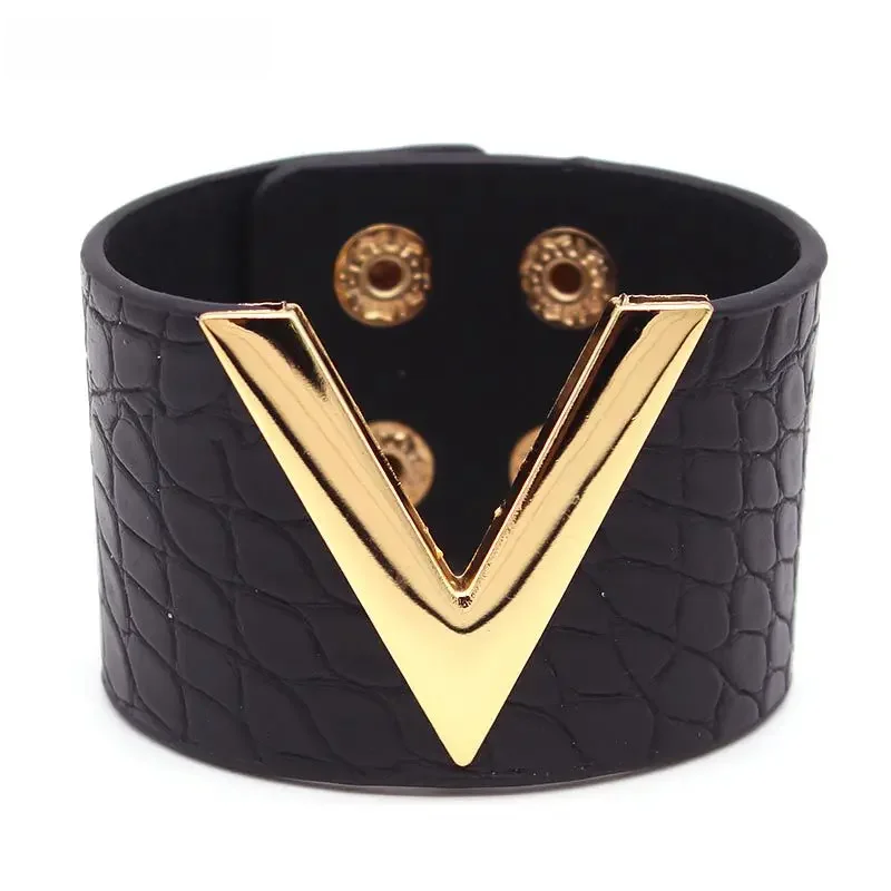 Europe Crack Leather Bracelet For Women Femme All-Match V Word Wide Punk Style Soft Jewellery Cool Wholesale