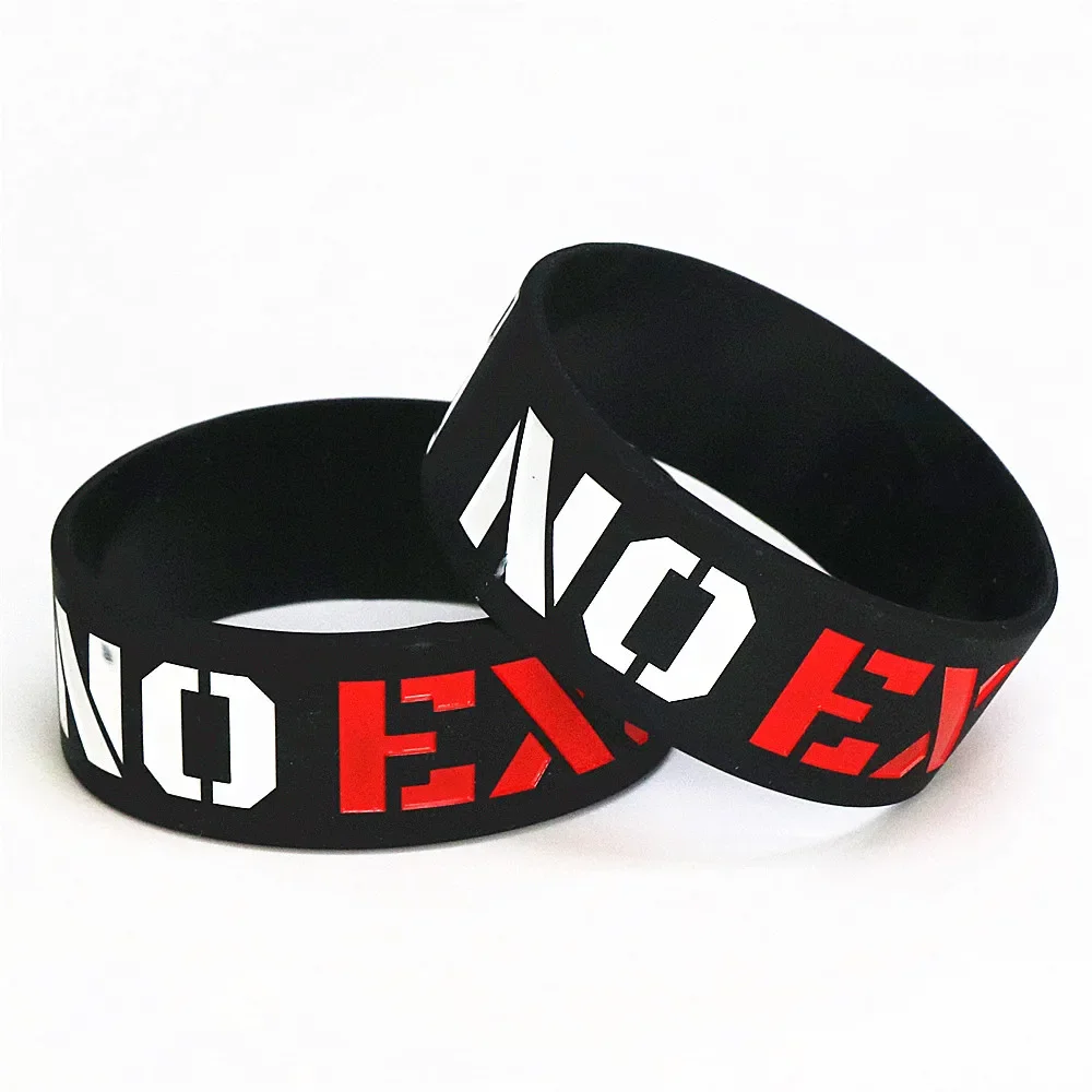 1PC Fashion No Excuses Motivation Silicone Wristband Black 1 Inch Wide Sports Activities Rubber Bracelets & Bangles Gift SH0
