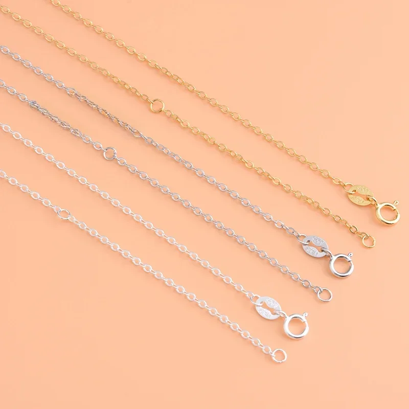 Korean fashion S925 sterling silver simple cross chain o word necklace women's jewelry bareaccessories