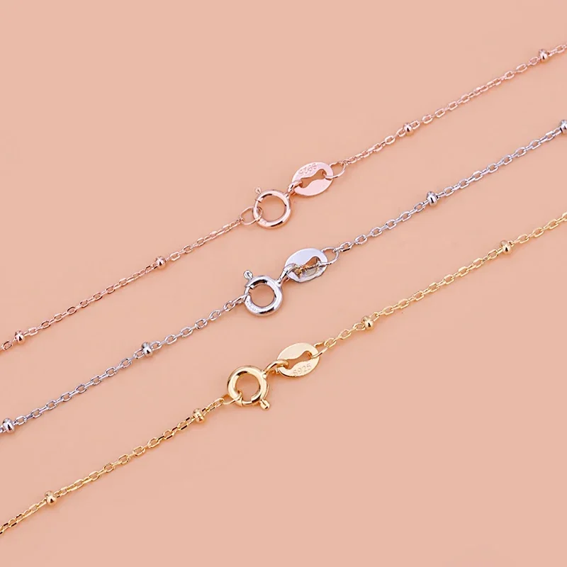 The new S925 Sterling Silver Necklace, cross between the bead chain , fashion sweet temperament simple bare chain