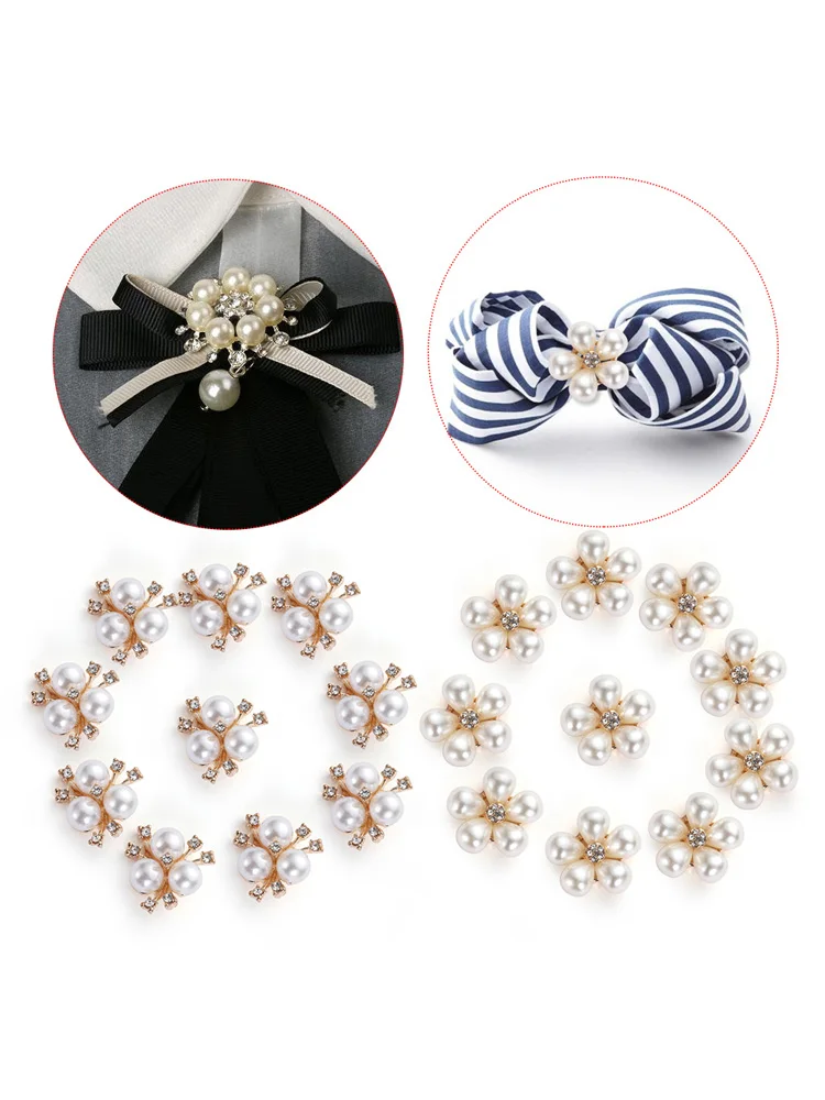 10pcs Flower Rhinestones Buttons Pearl button Diamante crystal Bow wedding Bride Holding