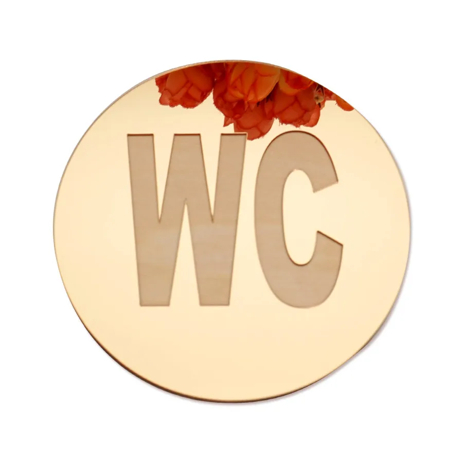 1 pcs WC door Sign Mirror Wall Stickers Self-adhesion Acrylic Sticker for Home Decoration