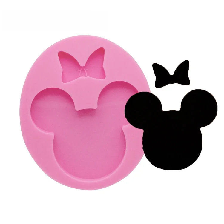 DY0075 DIY epoxy resin molds Mouse head and bow shape silicone mold for keychains Jewelry Making