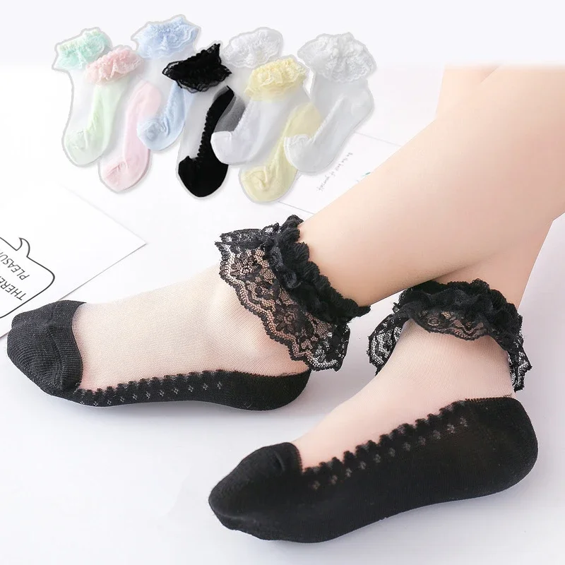 New Summer Baby Girls Kids Mesh Socks Fashion Lace Ruffle Frilly Ankle Short Sock Breathable
