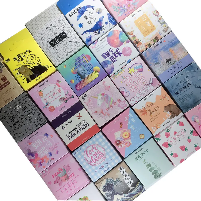 Vintage Vaporwave cat Unicorn Journal Decorative Stationery box Stickers set Scrapbooking DIY Diary